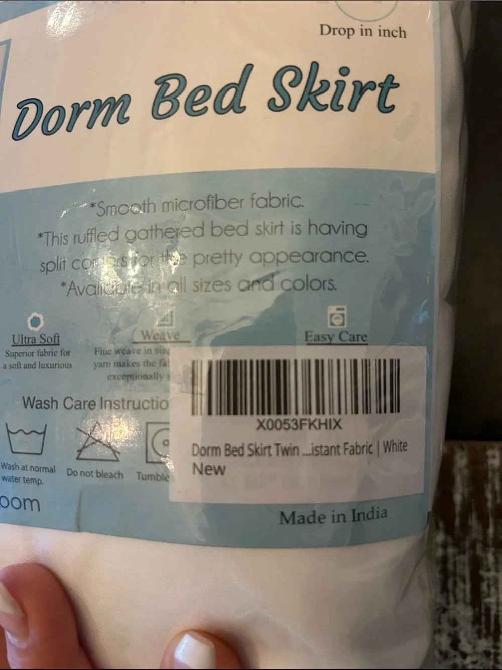 Dorm Bed Skirt - White Ruffled Microfiber